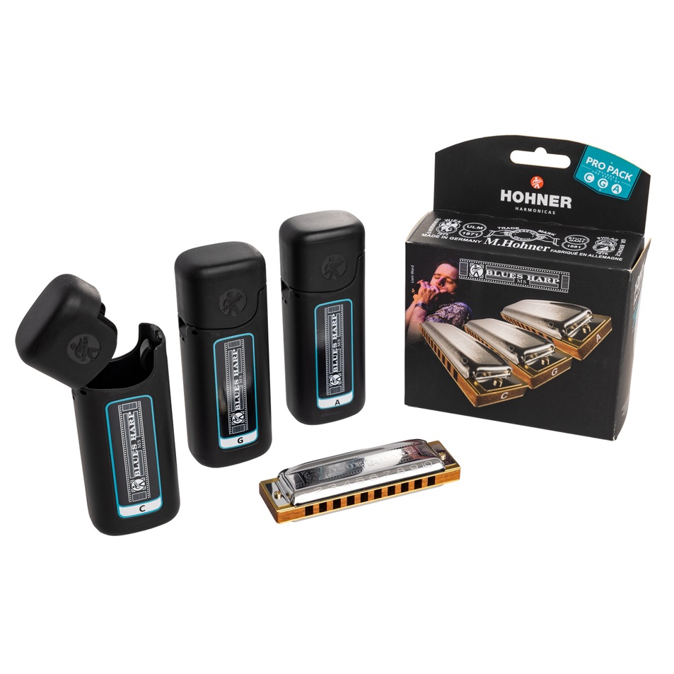 Hohner Blues Harp 3-Piece Harmonica Set