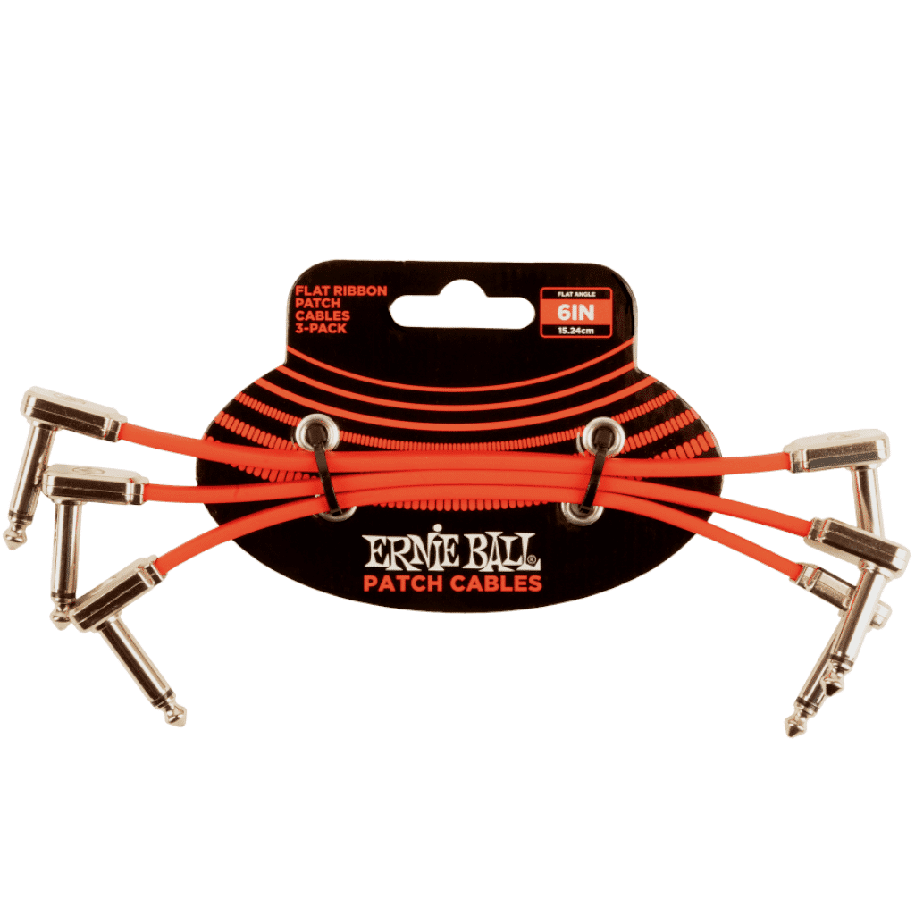 Ernie Ball 15.2cm Flat Ribbon Patch Cables – 3-Pack – Red