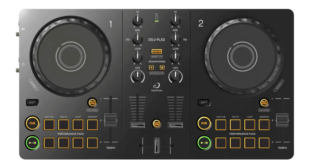 AlphaTheta- Pioneer DDJ-FLX2 2-deck DJ Controller — view 3