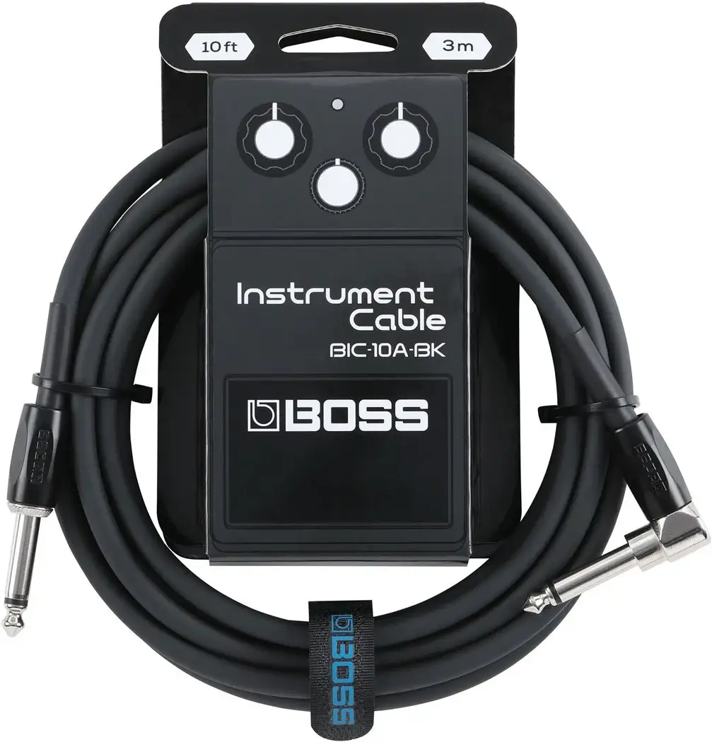 Boss 10ft Angled/Straight Instrument Cable – Black