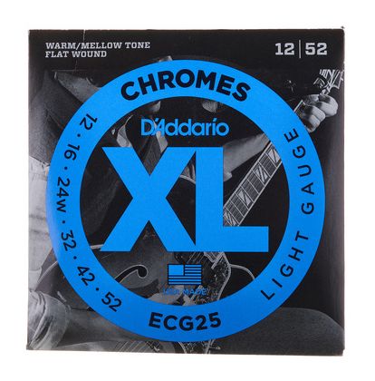 D'Addario ECG25 XL Chromes Flatwound Electric Guitar Strings - .012-.052 Light — view 2