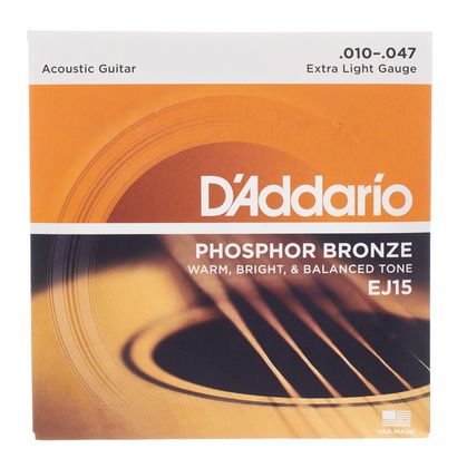 D'Addario EJ15 Phosphor Bronze Acoustic Guitar Strings 010-047 — view 2
