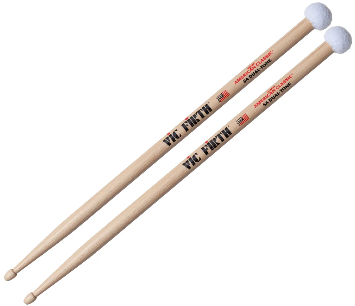 Vic Firth 5A Dual Tone 2-in-1 Mallet Sticks 5A Classic Wood Tip w/ Mallet End