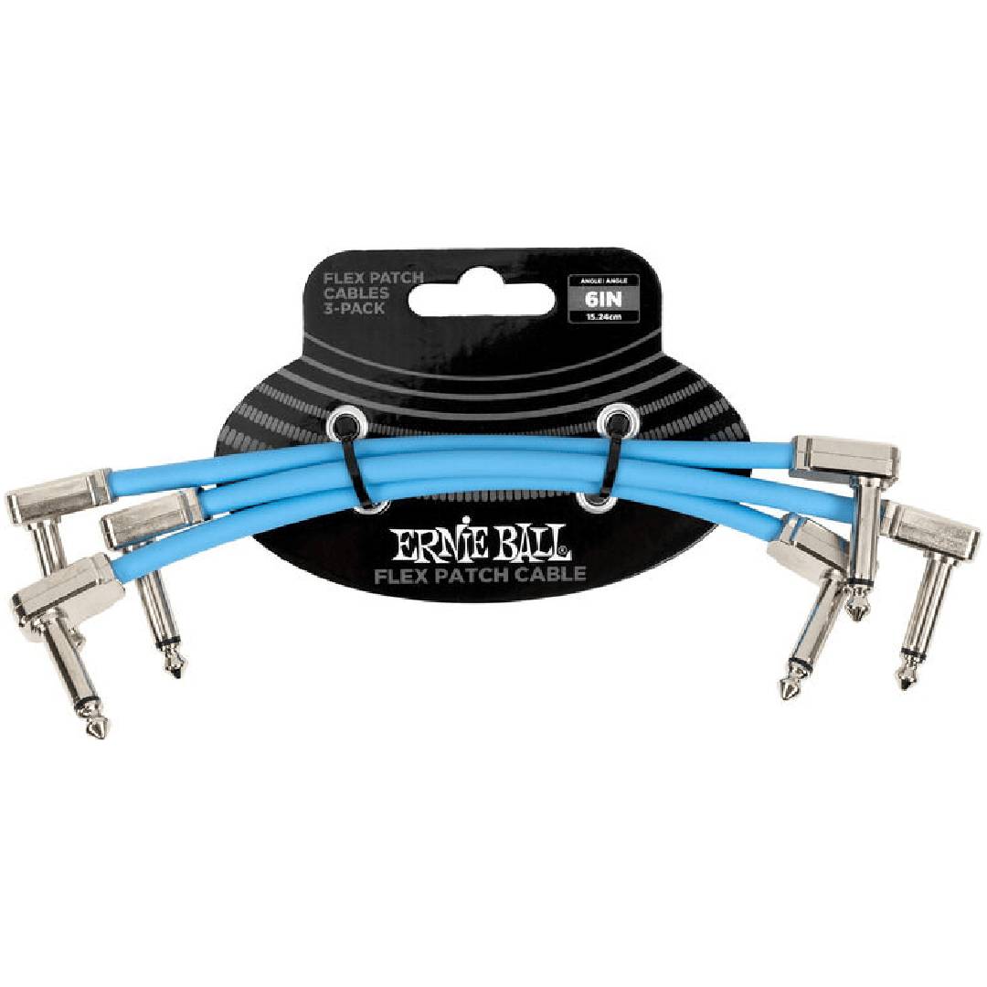 Ernie Ball Flex Patch Cable – 6 inches – Blue 3-pack