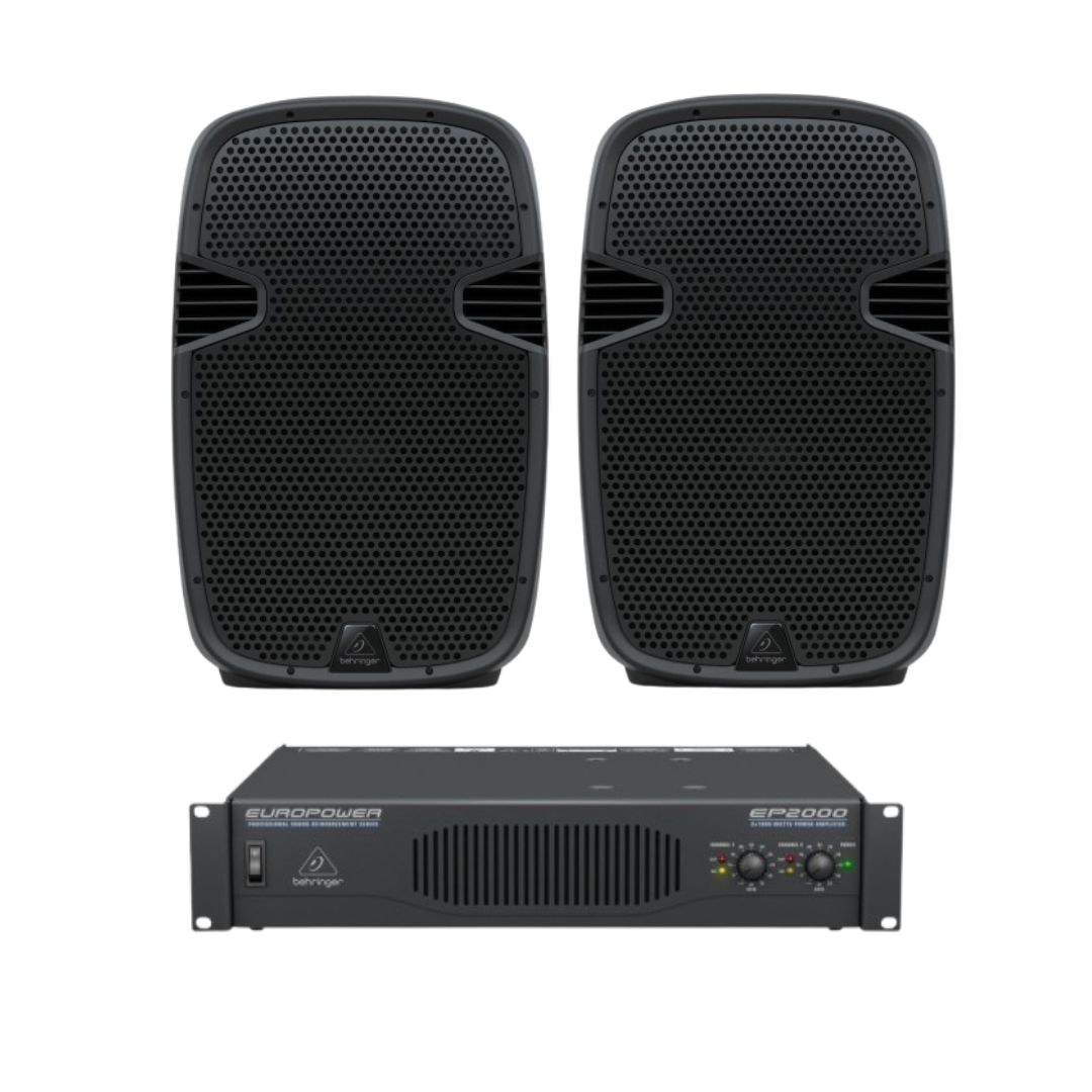 Behringer PK115 PA Speaker and EP2000 Amplifier Package — view 1