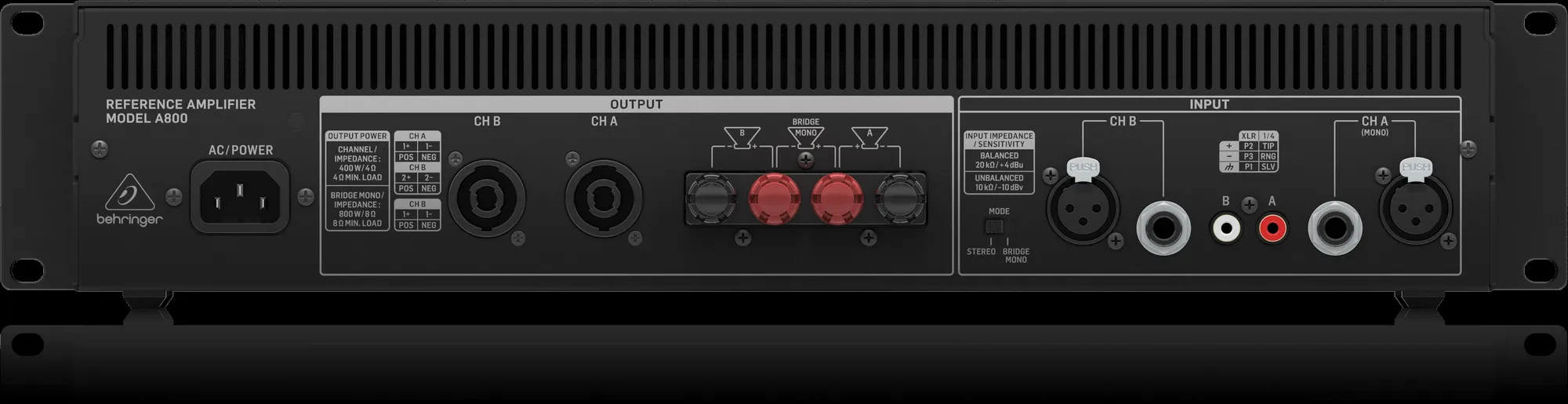 Behringer A800 800W 2-channel Power Amplifier — view 3