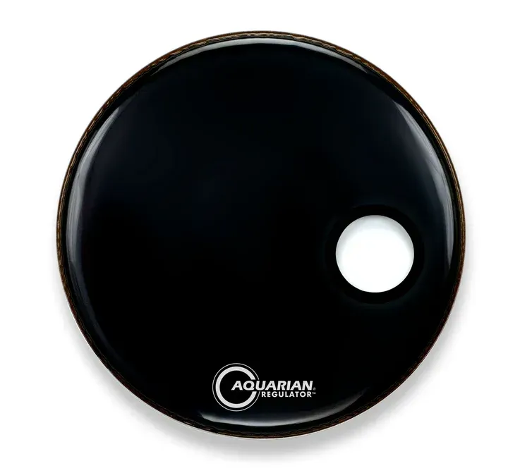 Aquarian Regulator 22 inch Bass Drum Head w/ Offset Hole (Black) — view 1