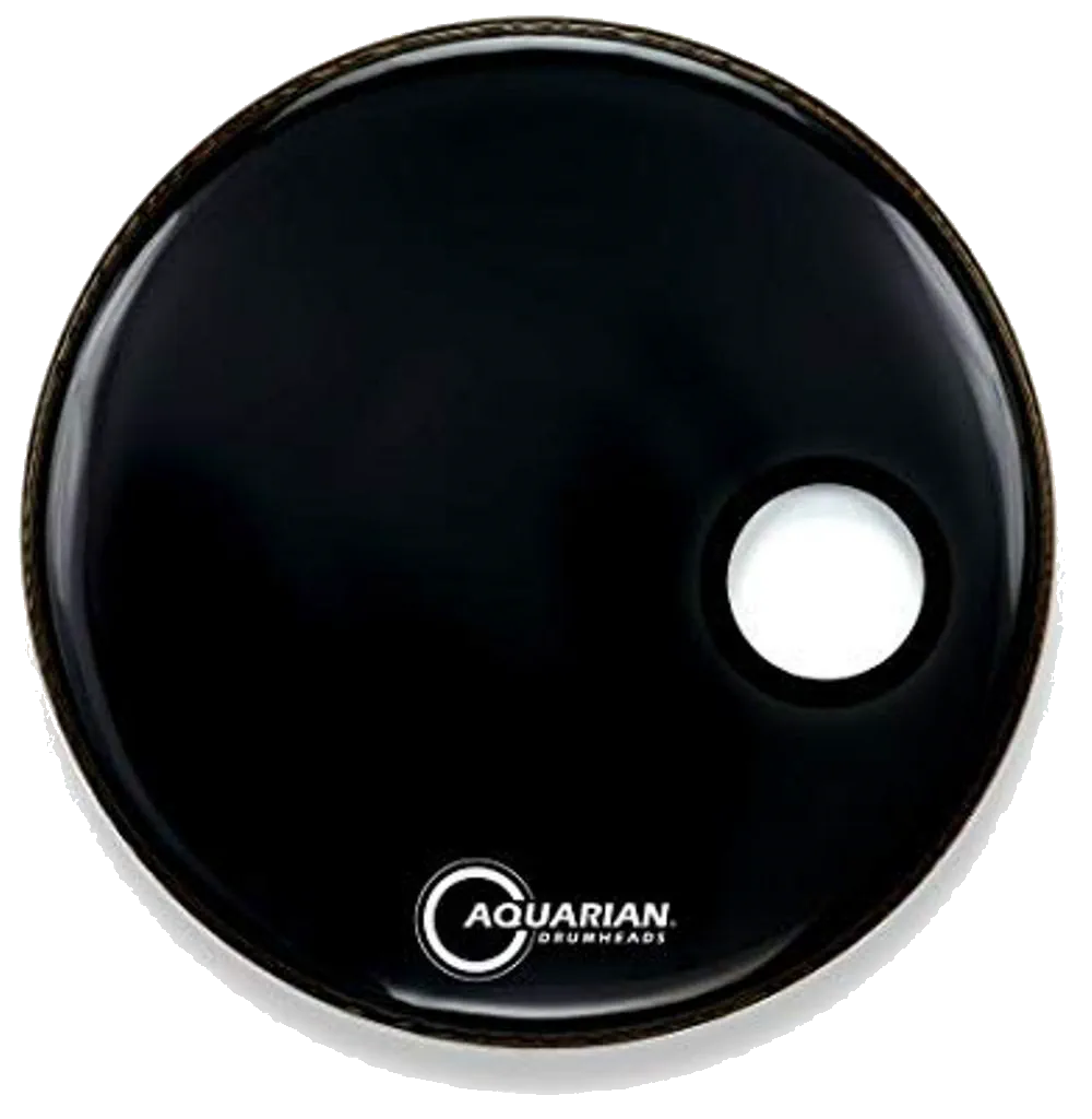 Aquarian Small Offset Port 20 inch Resonant Gloss Black Bass Drum Head — view 1