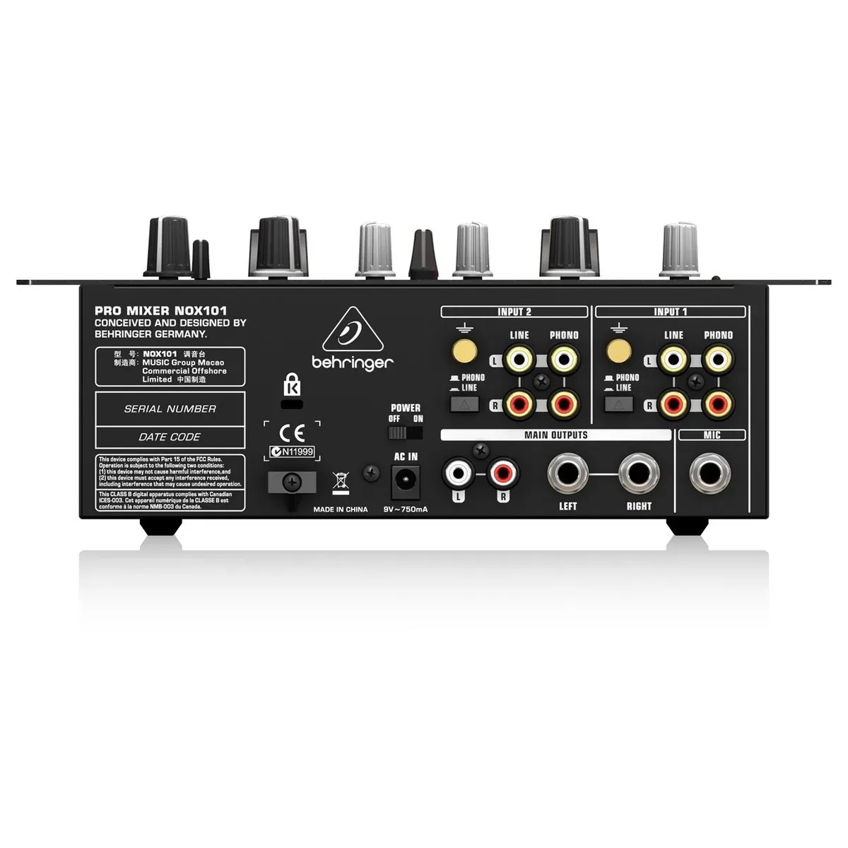Behringer Pro Mixer NOX101 2-channel DJ Mixer — view 4