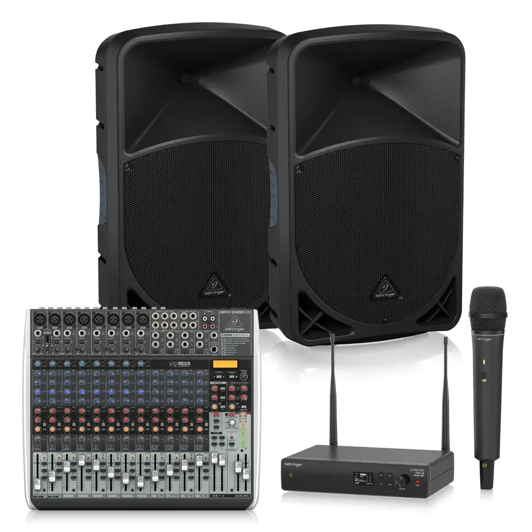 Behringer 15 inch Active PA Sound System Bundle