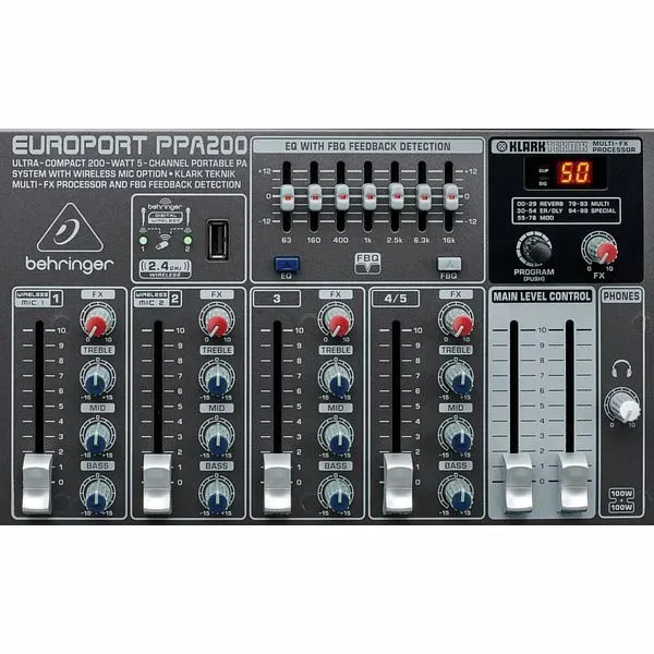 Behringer Europort PPA200 5-channel Portable PA System — view 4