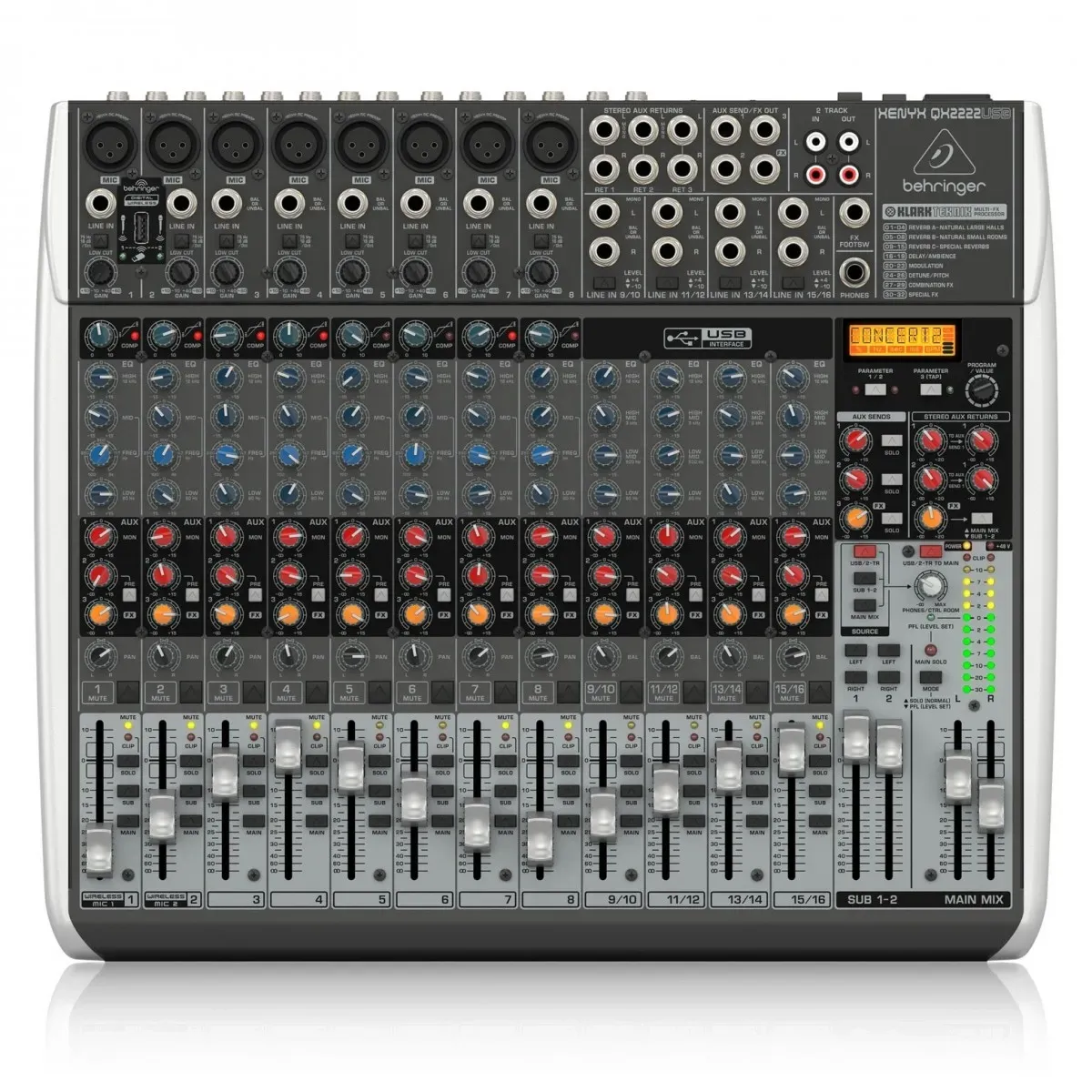 Behringer Xenyx QX2222USB Mixer with USB and Effects