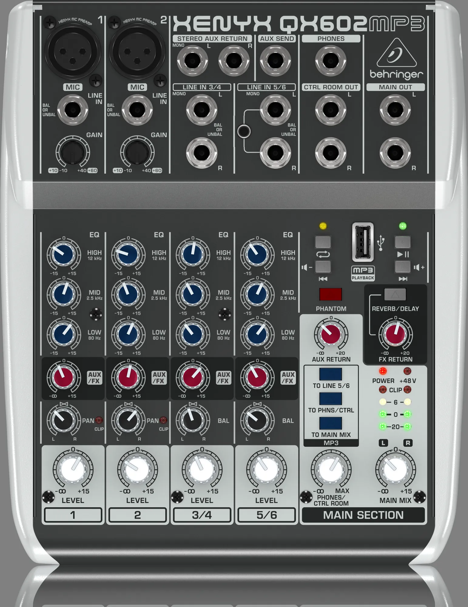 Behringer Xenyx QX602MP3 Mixer with USB MP3 Playback — view 2