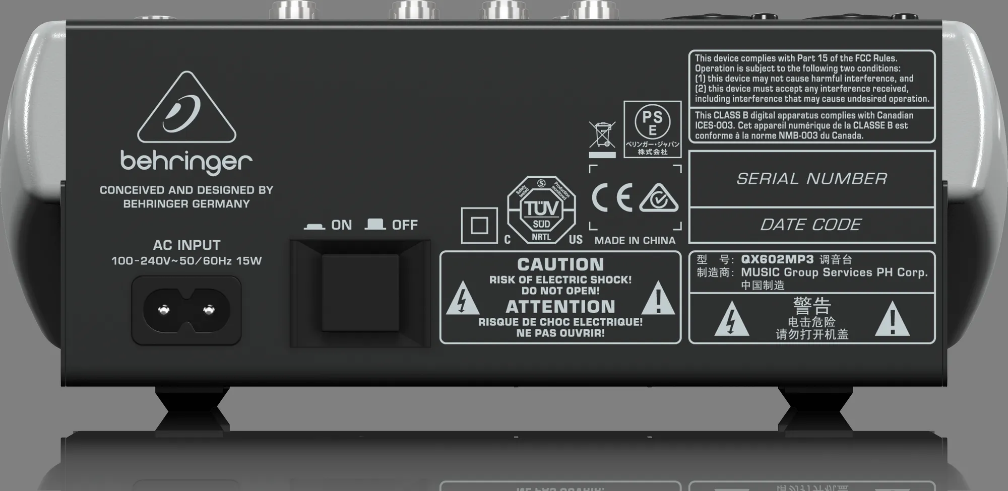 Behringer Xenyx QX602MP3 Mixer with USB MP3 Playback — view 3