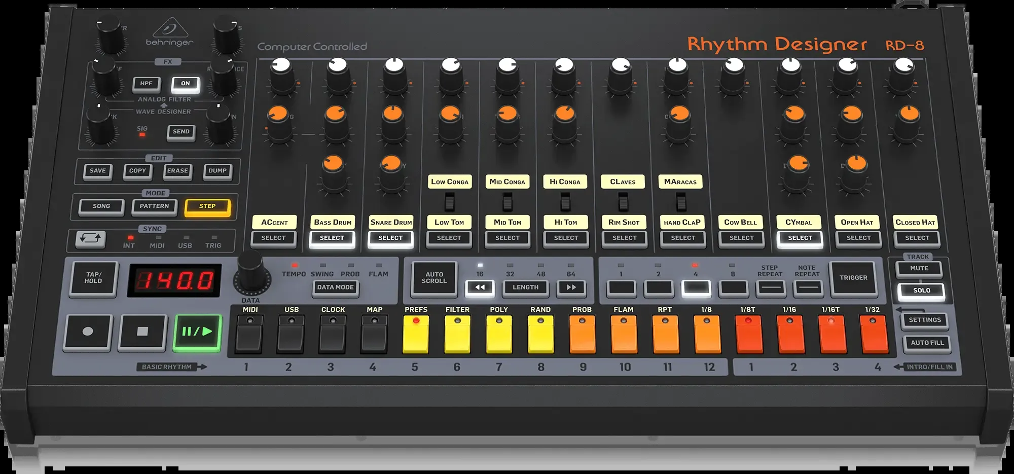 Behringer Rhythm Designer RD-8 Mk2 Analog Drum Machine — view 3