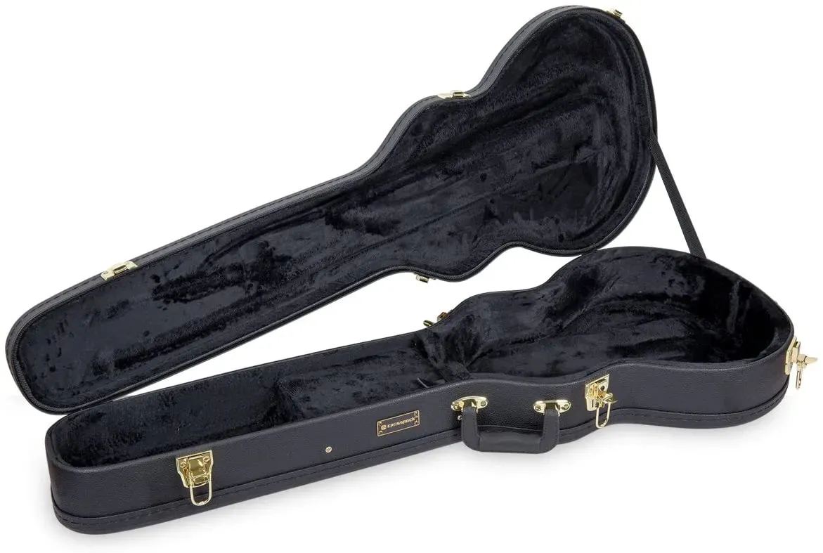 Crossrock Hardshell Multi-ply Wooden Electric Guitar Case, Les Paul Body Style - Black — view 5