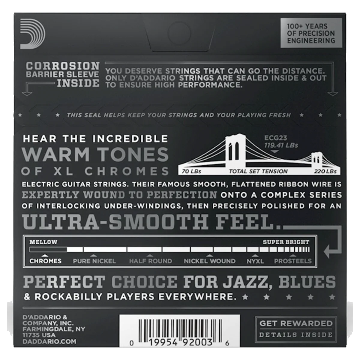 D’Addario ECG23 XL Chromes Flat Wound – Extra Light – 10-48 — view 2