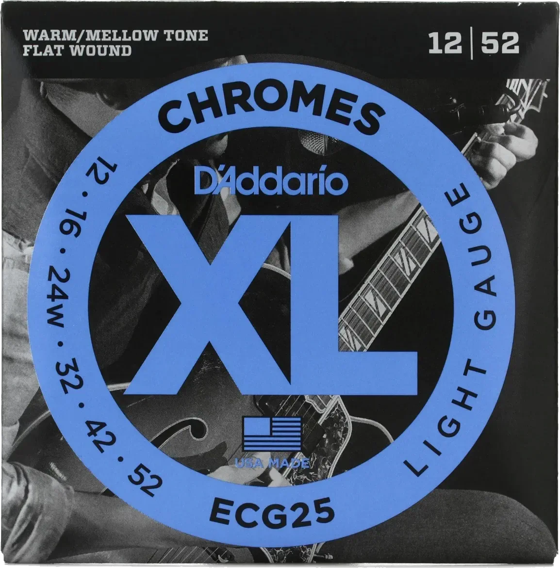 D'Addario ECG25 XL Chromes Flatwound Electric Guitar Strings - .012-.052 Light