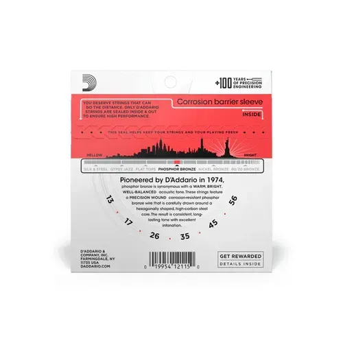 D'Addario EJ17 13-56 Phosphor Bronze Acoustic Guitar Strings — view 2