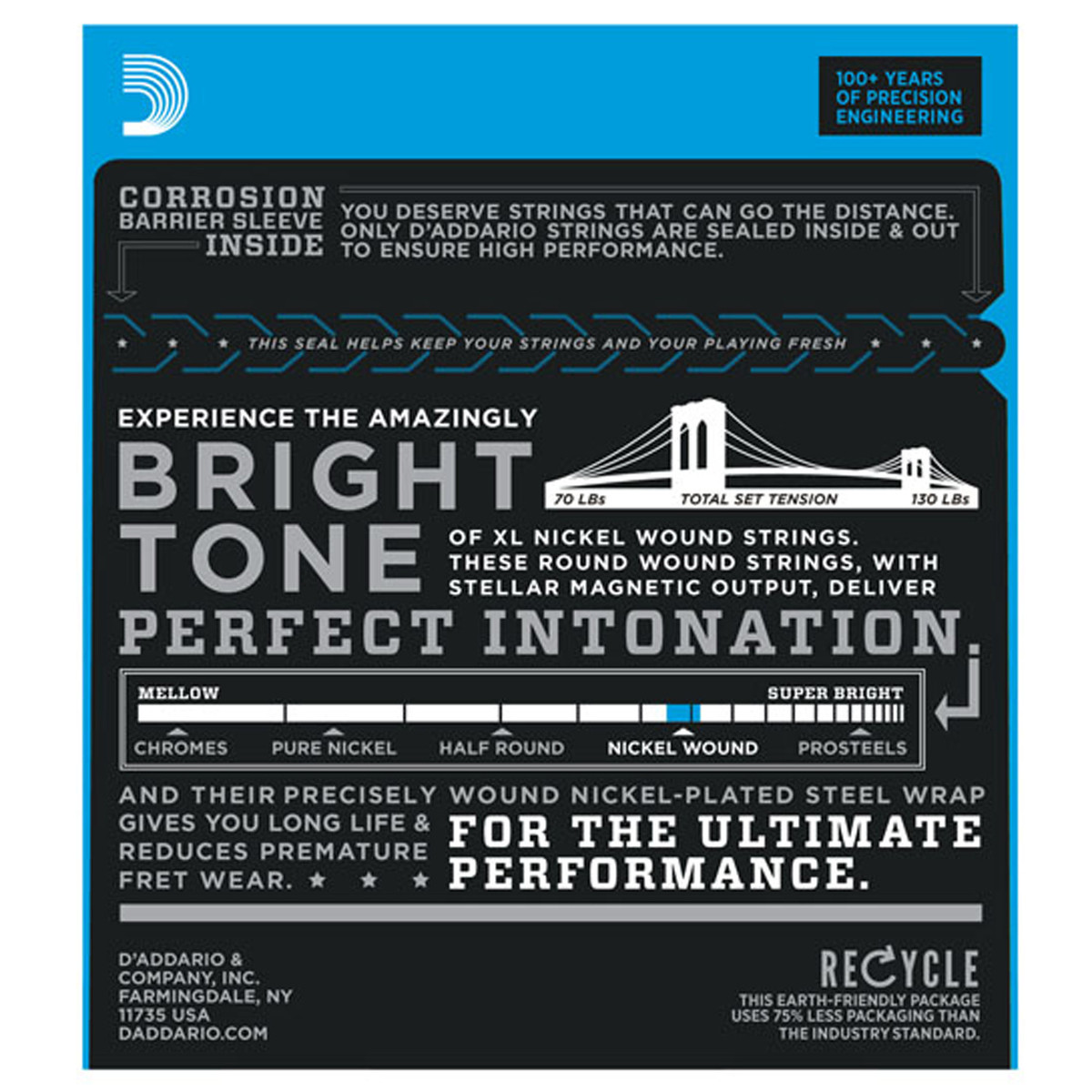 D’Addario EXL125 Electric Guitar Strings – 9-46 Super Light Top/Regular Bottom — view 3