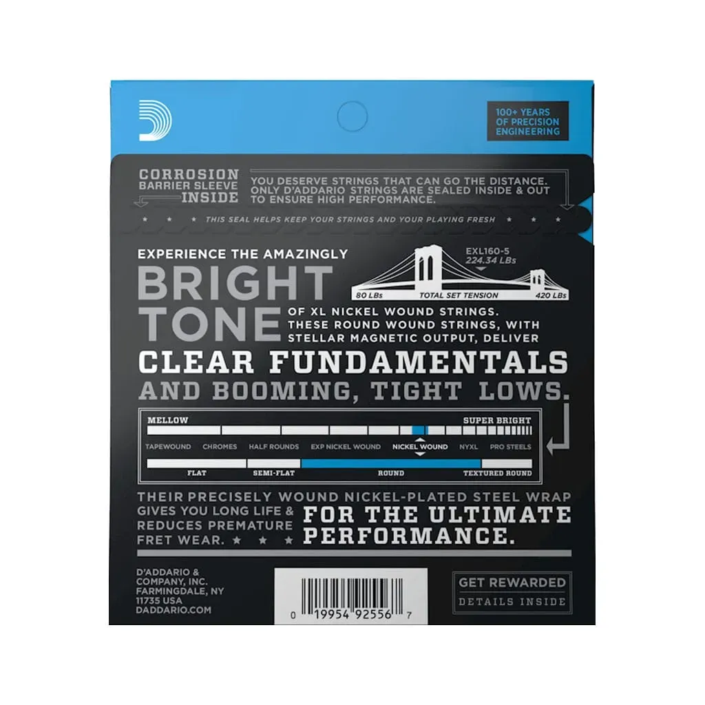 D’Addario Long Scale 5-String Bass Guitar Strings (50-135) — view 2