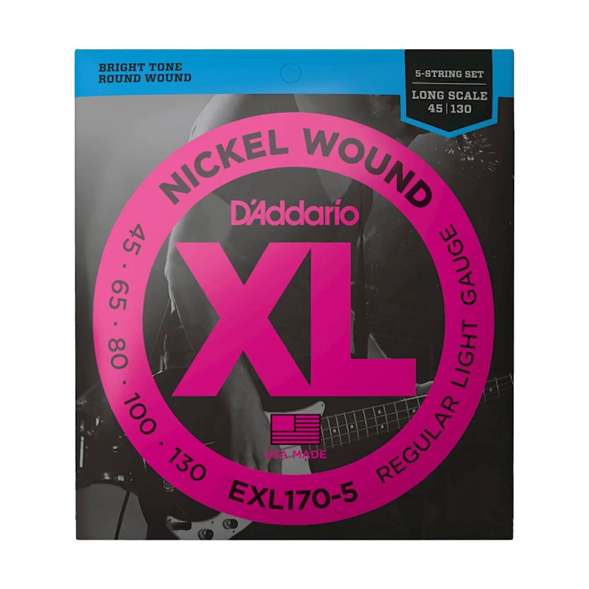 D’Addario EXL1705 Long Scale 5-String Bass Guitar Strings — view 1