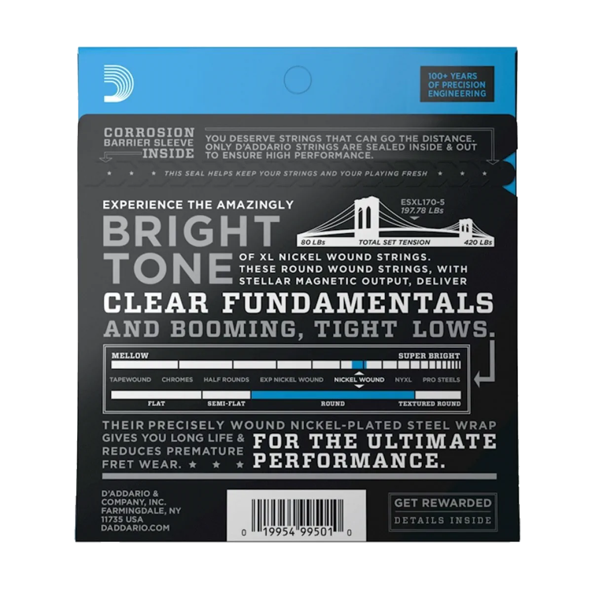 D’Addario EXL1705 Long Scale 5-String Bass Guitar Strings — view 2