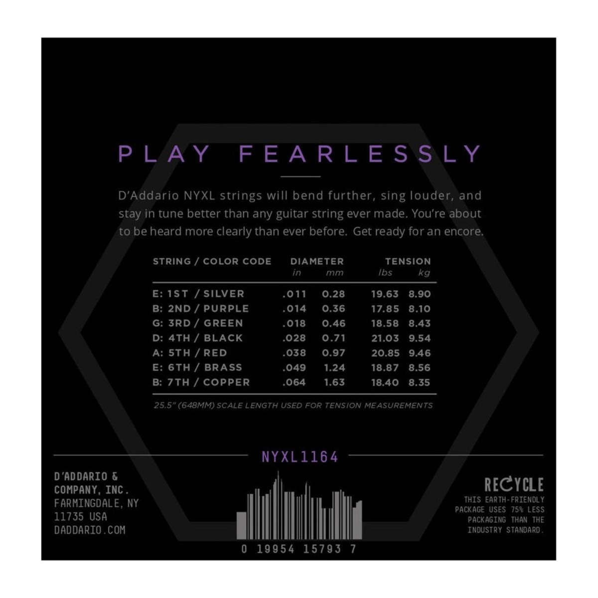 D’Addario NYXL1164 Electric Guitar Strings -11-64 Regular Light 7-string — view 2