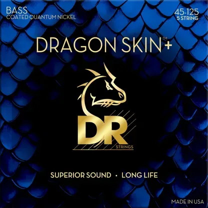 DR Strings Dragon Skin+ Coated 5 Bass Guitar Strings .045-.125 — view 1