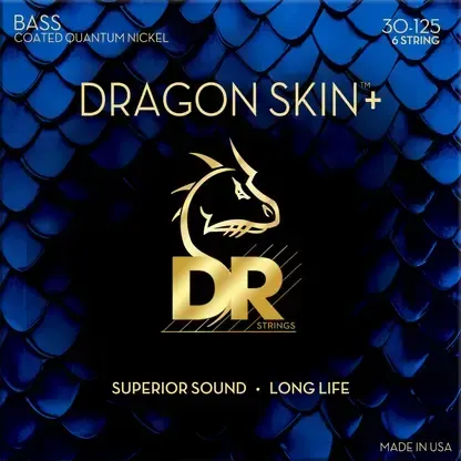 DR Strings Dragon Skin+ Coated 6 Bass Guitar Strings .030-.125 — view 1