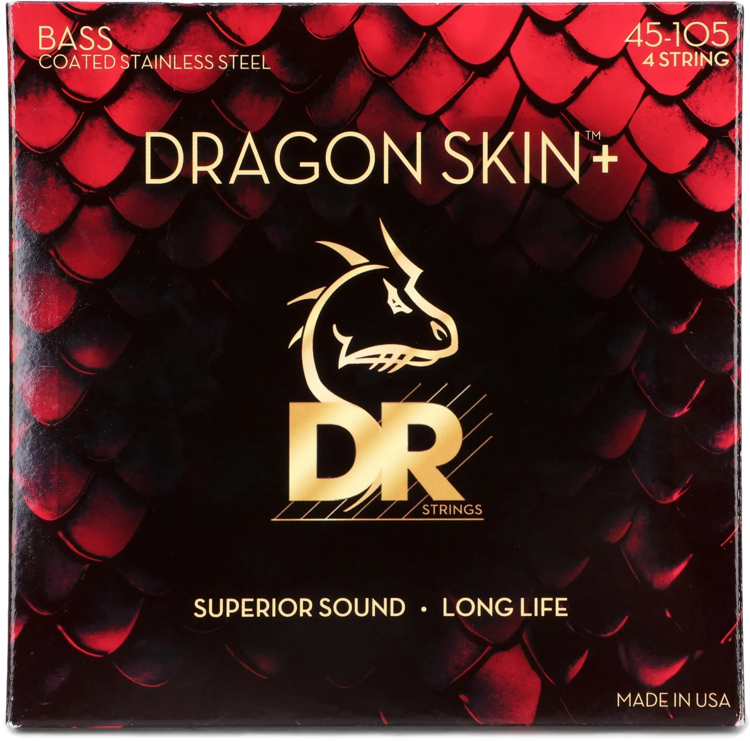 DR Strings Dragon Skin+ Coated Bass Strings - .045-.105 Medium — view 1