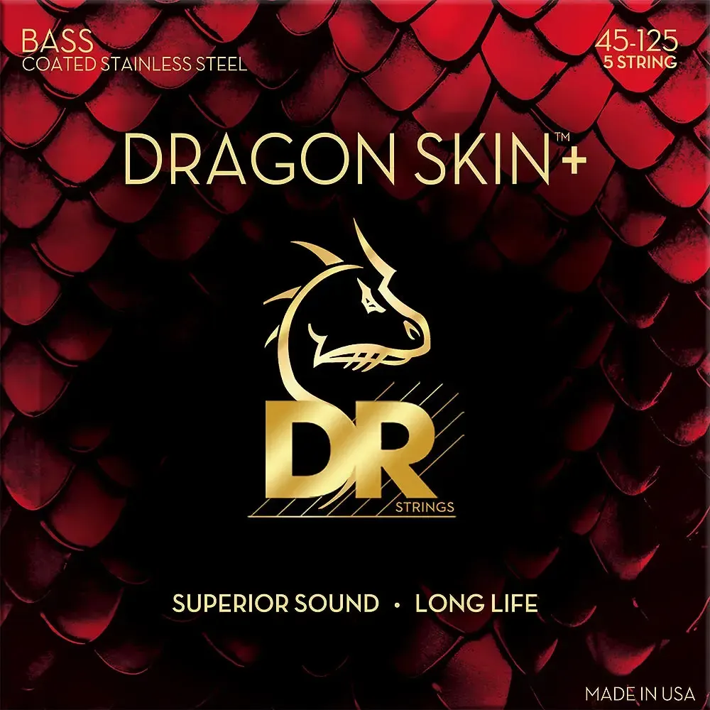 DR Strings Dragon Skin+ Coated 5-string Bass Strings - .045-.125 — view 1