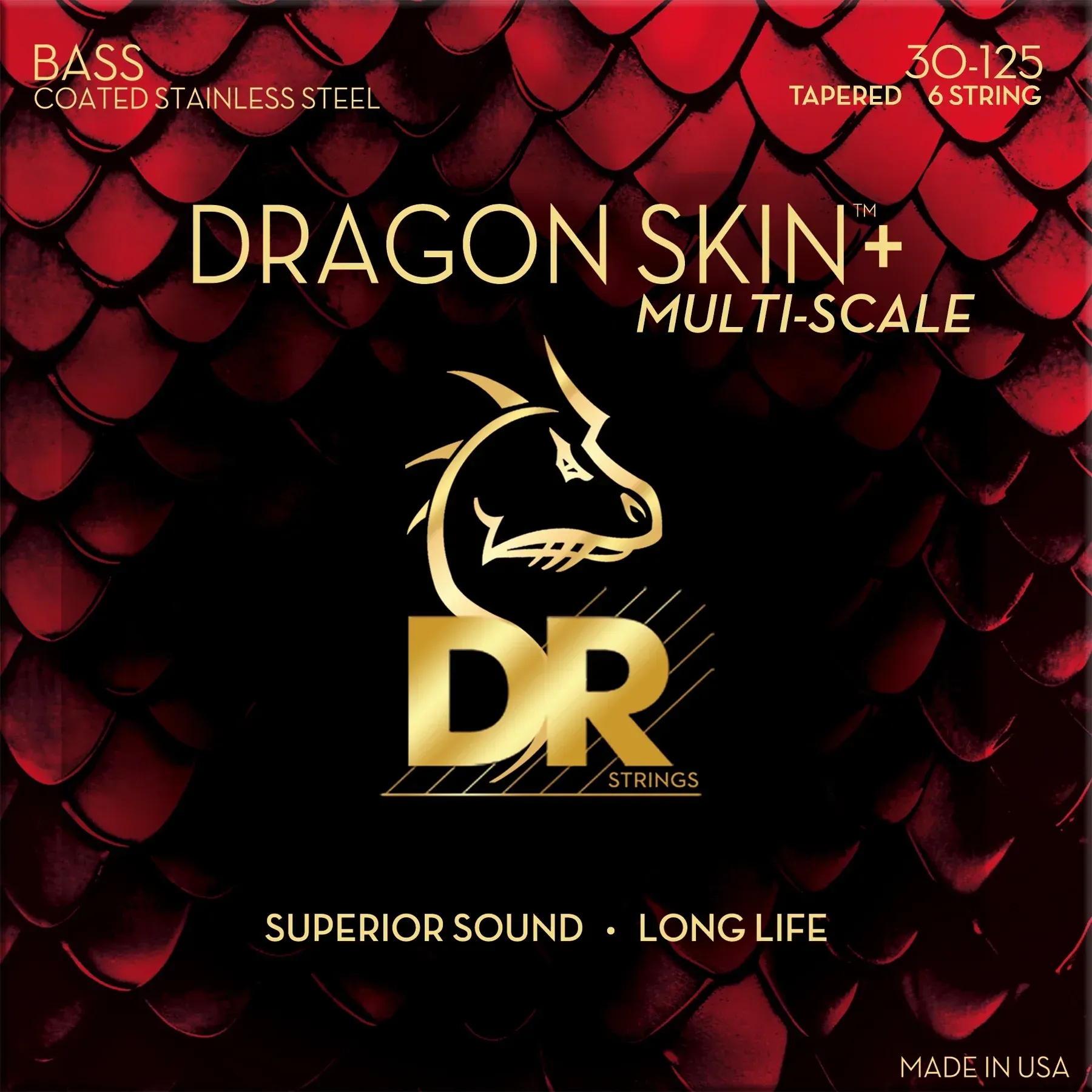 DR Strings Dragon Skin+ Coated 6-string Bass Strings - .030-.125 — view 1