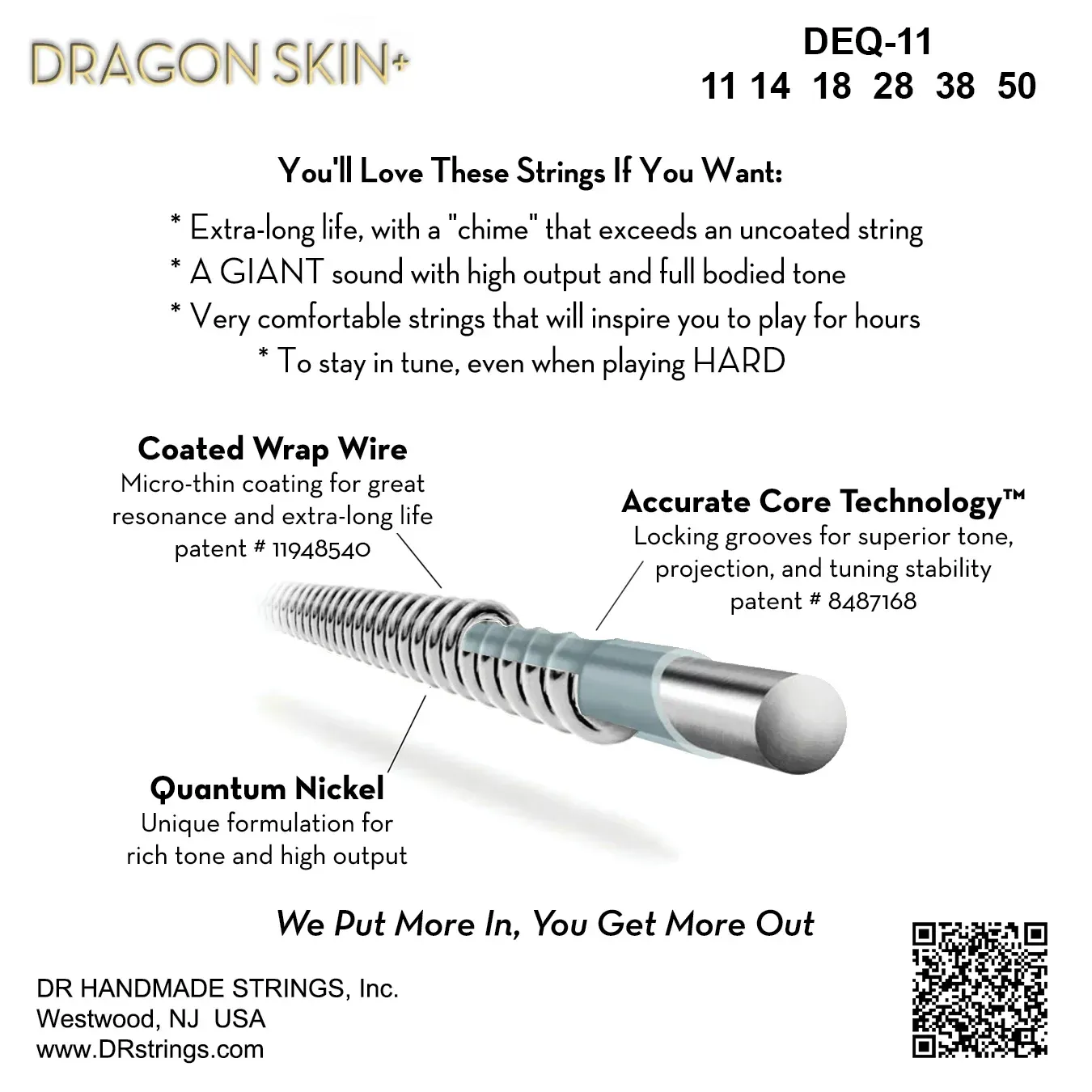 DR Strings Dragon Skin+ Heavy .011-.050 Electric Guitar Strings — view 2