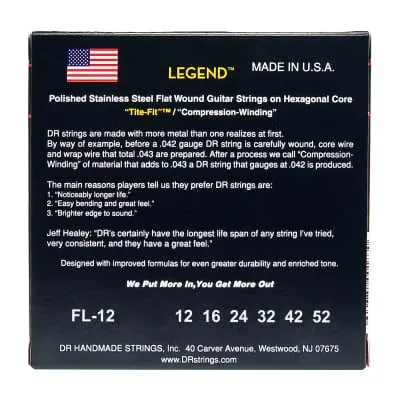 DR Strings Legend Flatwound Electric Guitar Strings - 12-52 — view 2