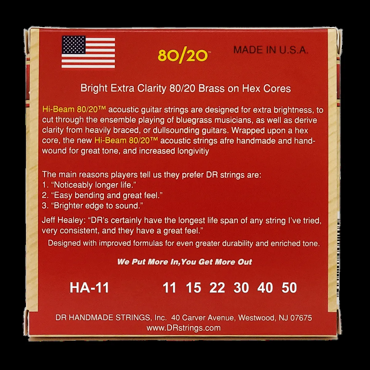 DR Strings Hi-Beam 80/20 Bronze Acoustic Guitar String Set - Custom Light 11-50 — view 3