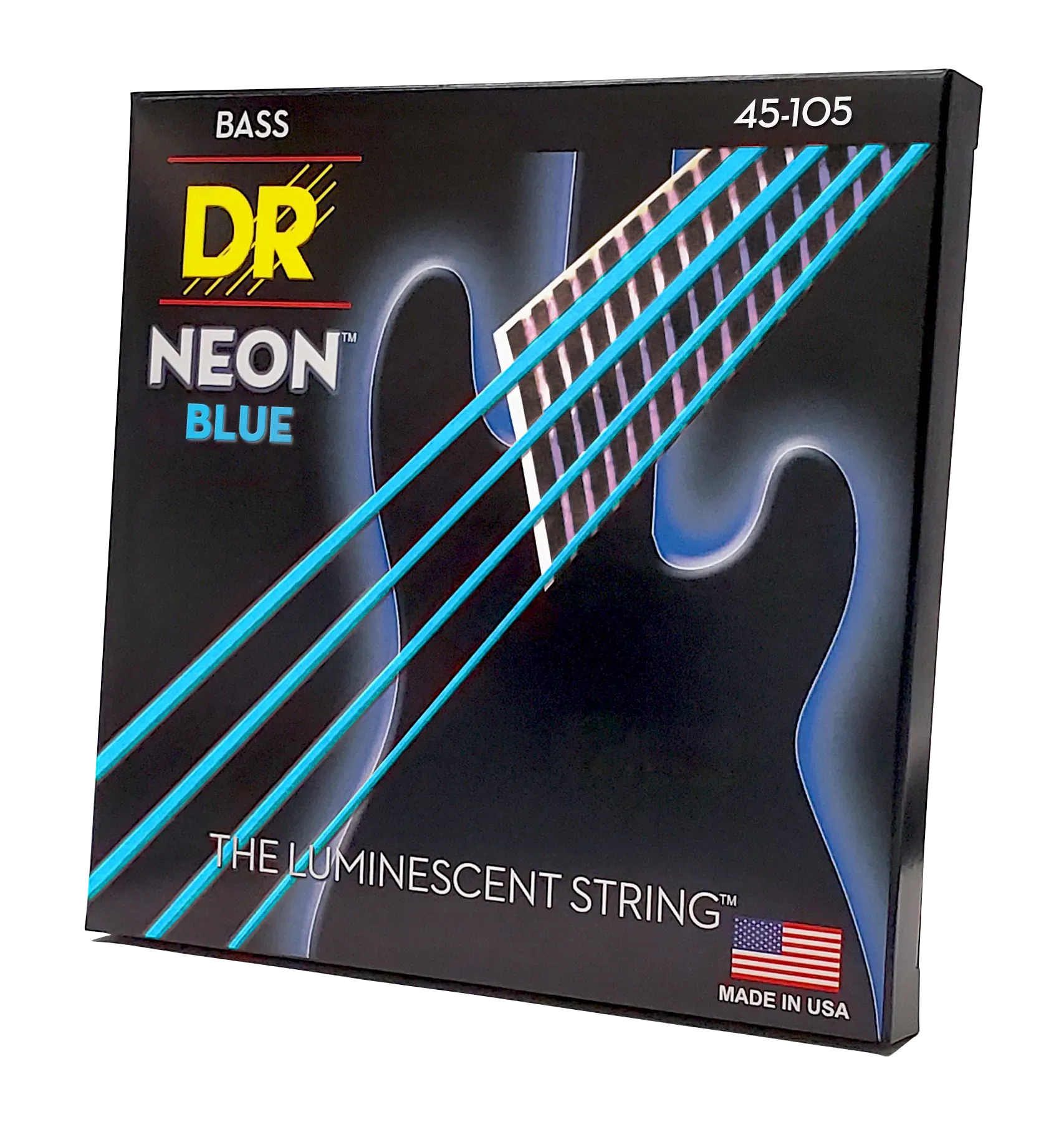 DR Strings Hi-Def Neon Blue K3 Coated Bass Guitar Strings -.045-.105 Medium — view 2