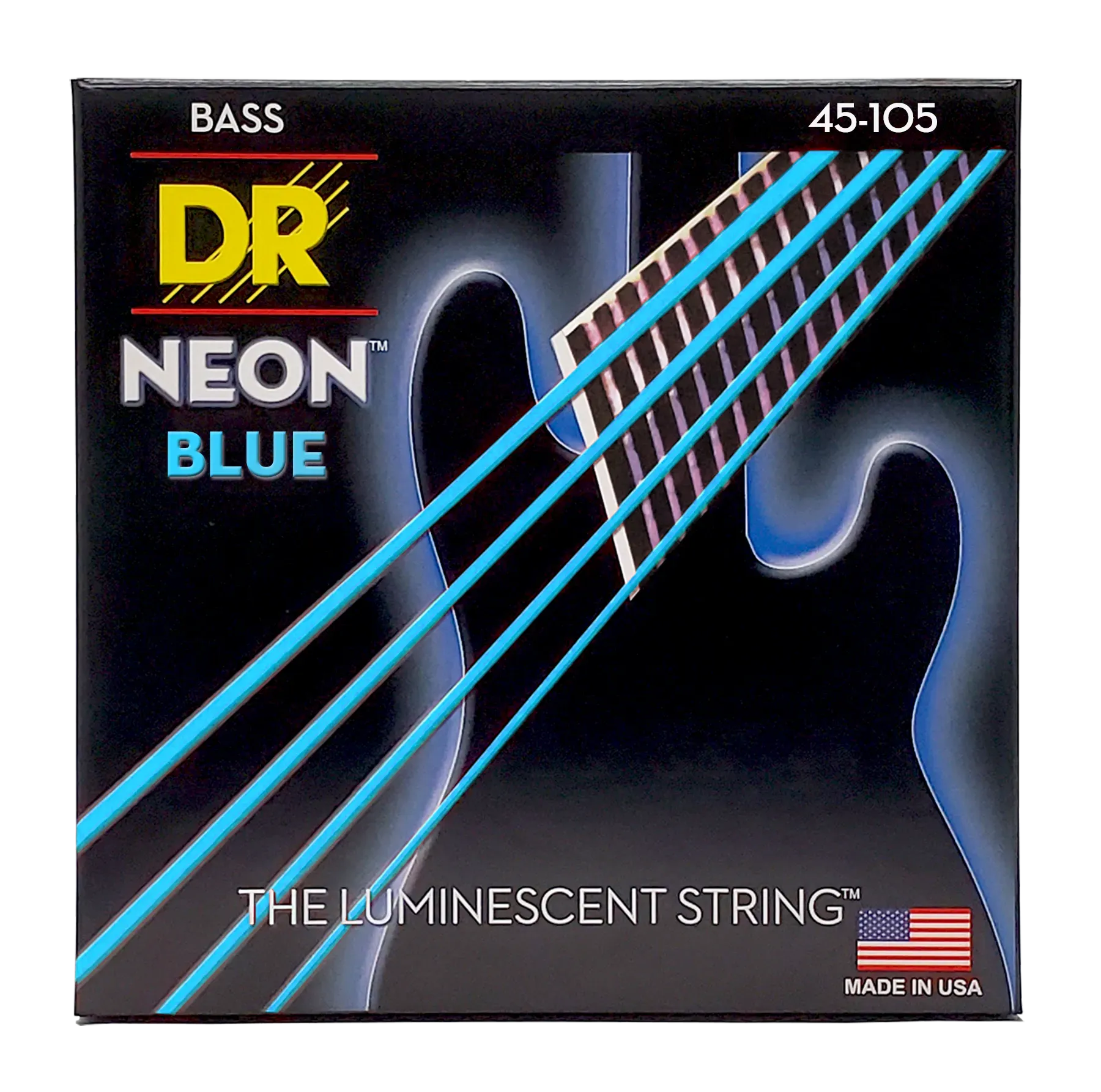 DR Strings Hi-Def Neon Blue K3 Coated Bass Guitar Strings -.045-.105 Medium — view 3