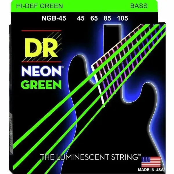 DR STRINGS BASS NEON GREEN 4ST 45-105 — view 1