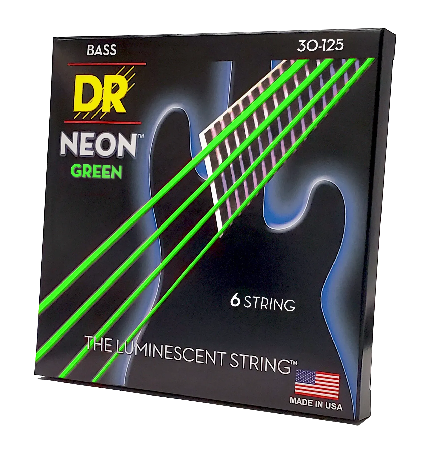 DR Strings Neon Green 30-125 Medium Nickel Plated Steel 6-String Green Coated Bass Strings — view 2