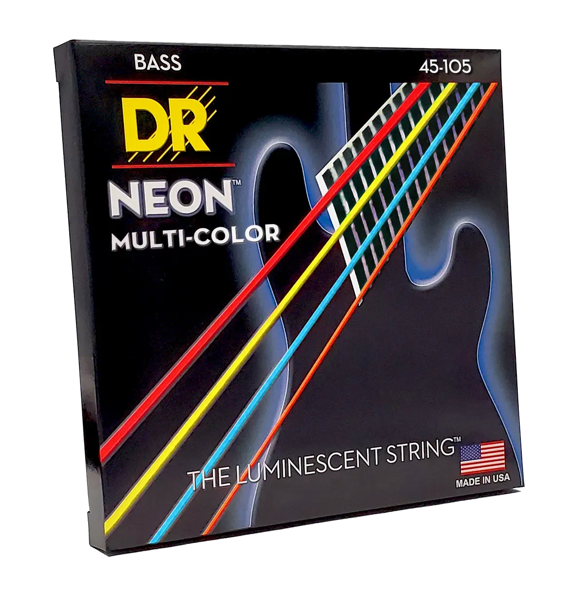 DR Strings NMCB-45 Hi-Def Neon Multi-Color K3 Coated Bass Guitar Strings - .045-.105 Medium — view 1
