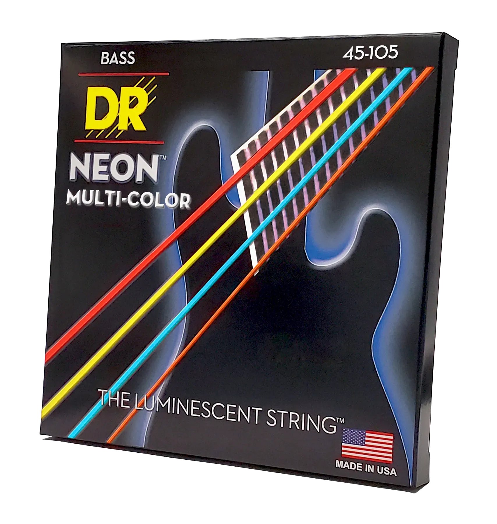 DR Strings NMCB-45 Hi-Def Neon Multi-Color K3 Coated Bass Guitar Strings - .045-.105 Medium — view 2