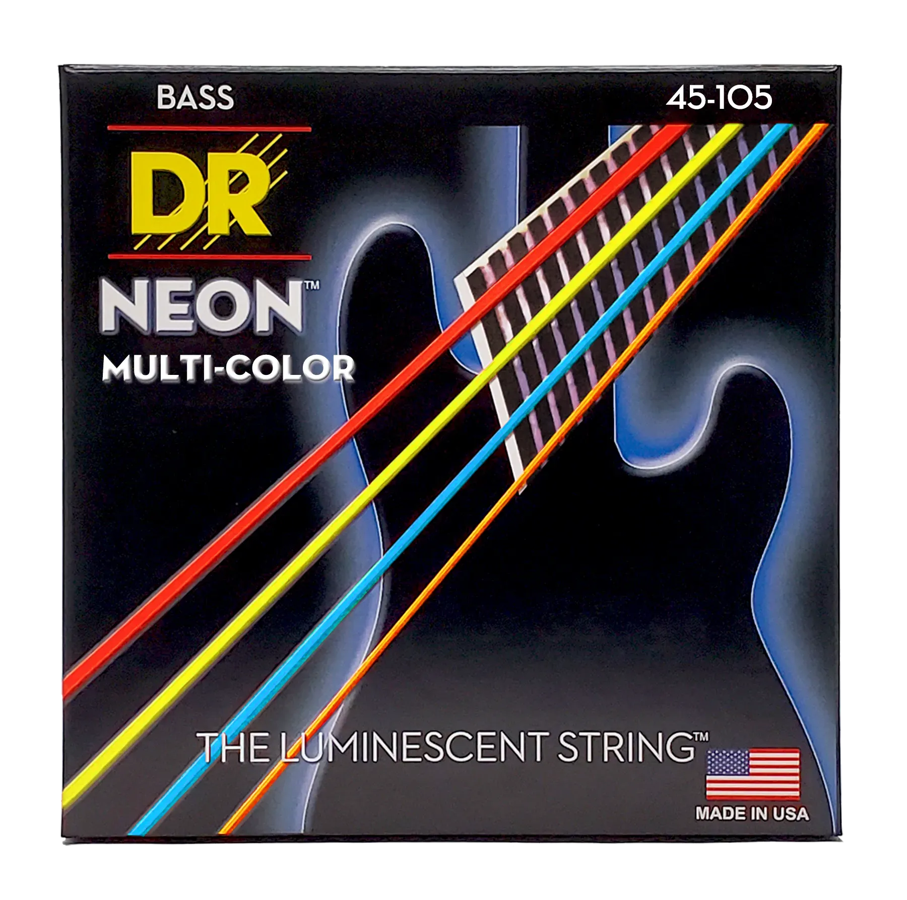 DR Strings NMCB-45 Hi-Def Neon Multi-Color K3 Coated Bass Guitar Strings - .045-.105 Medium — view 3