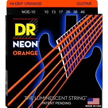 DR String Neon Orange K3 Coated Electric Guitar String Set – 10-46 Medium — view 1