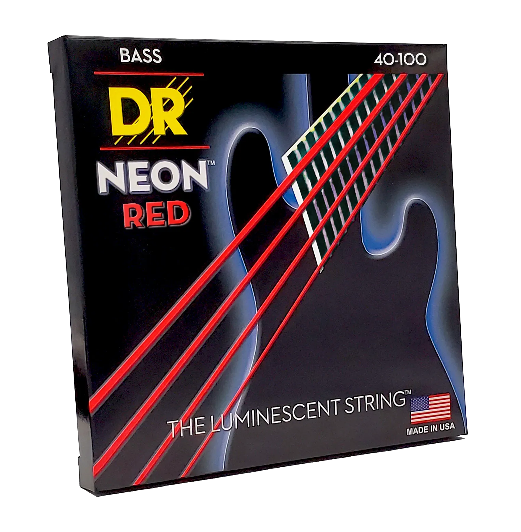 DR Strings Hi-Def Neon Red K3 Coated Electric Bass Strings Lite 40-100 — view 1