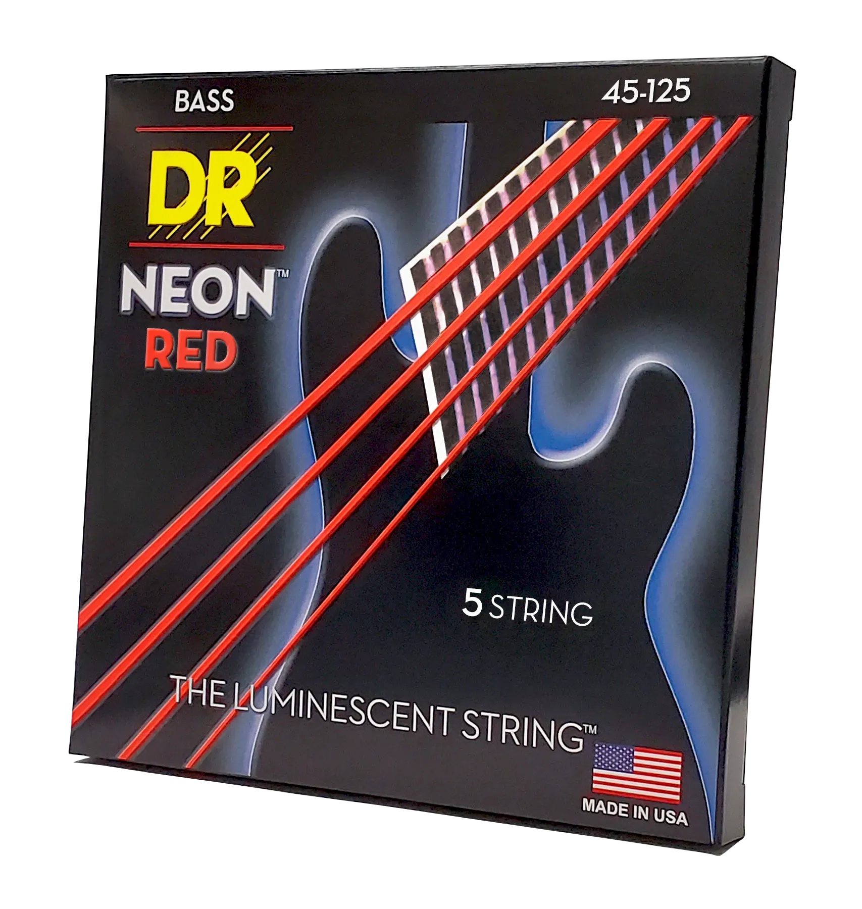 DR Strings Neon Red K3 Coated Nickel Plated Bass Guitar Strings 5 String 45-125 Med — view 2