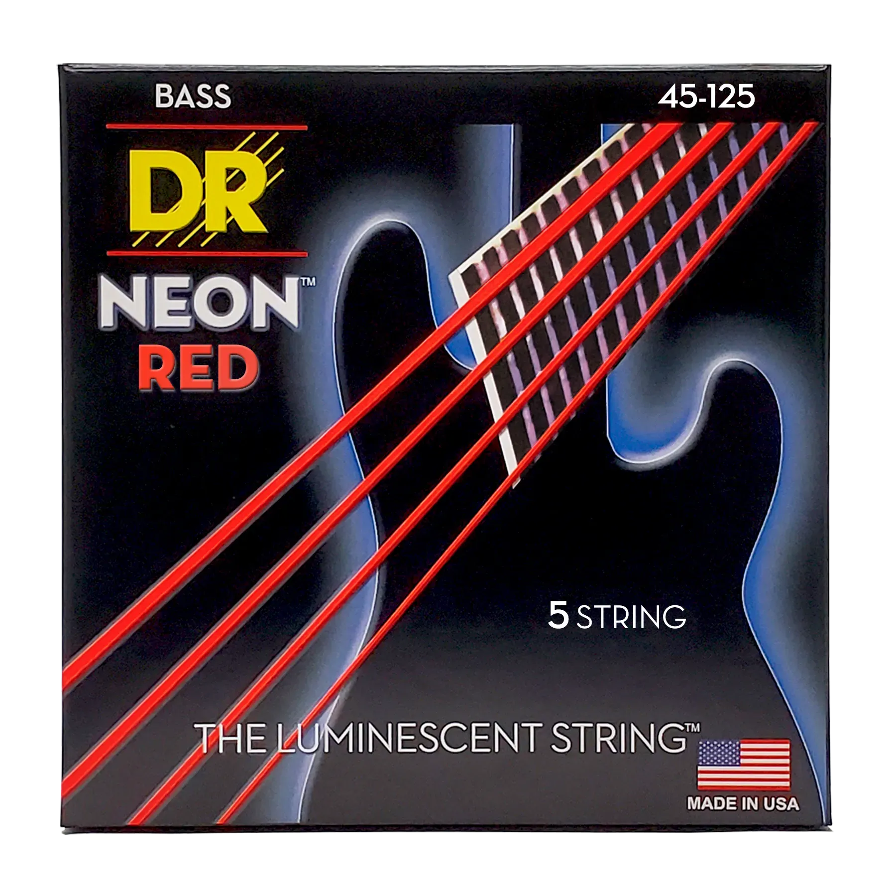 DR Strings Neon Red K3 Coated Nickel Plated Bass Guitar Strings 5 String 45-125 Med — view 3