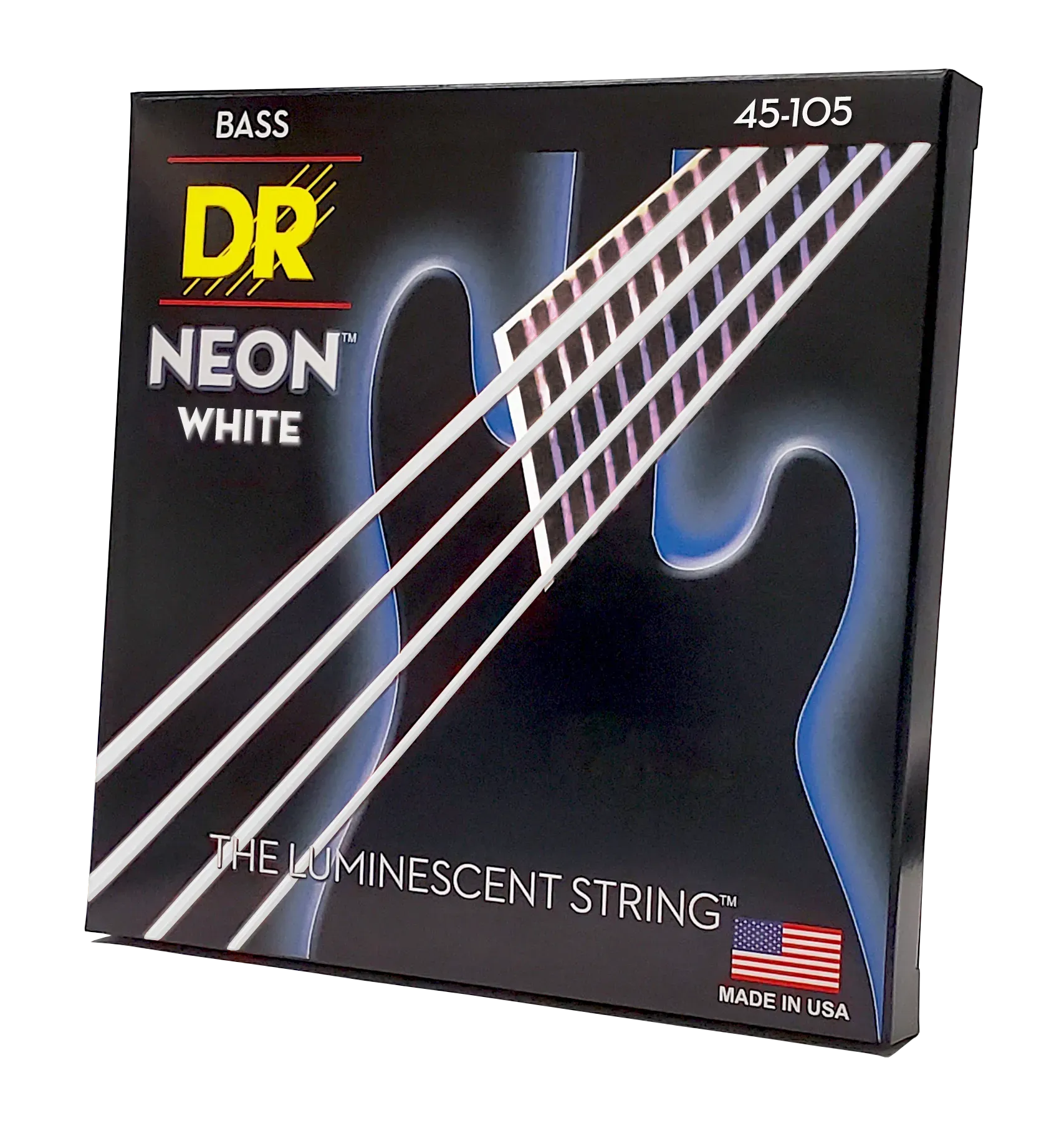 DR Strings HI-DEF NEON White Bass Guitar Strings 4 String - 45-105 — view 2