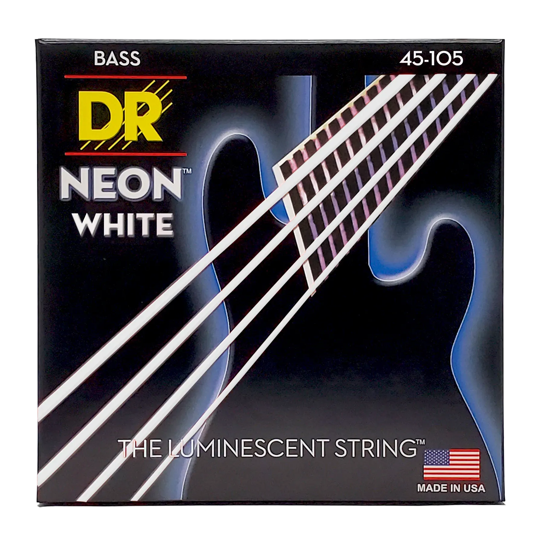 DR Strings HI-DEF NEON White Bass Guitar Strings 4 String - 45-105 — view 3
