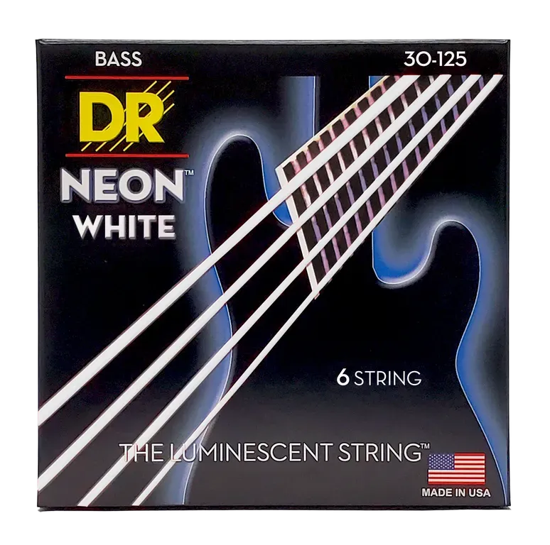 DR Strings 6 string Hi-Def Neon White Coated Bass Guitar Strings 30-125 Medium — view 3